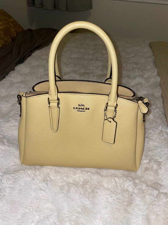 Coach Handbags - Coach Pebbled Leather Top-Handle Satchel - Light Yellow- canary yellow
